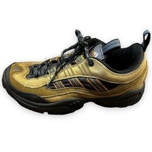 Adidas Hiking Shoes Brown Leather 3 Stripe Trail Boots Lace Up Size 8.5